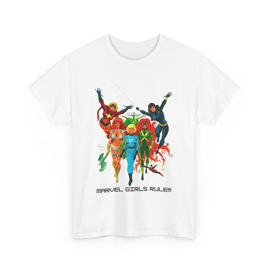 70S MARVEL GIRLS RULE- Unisex Heavy Cotton Tee